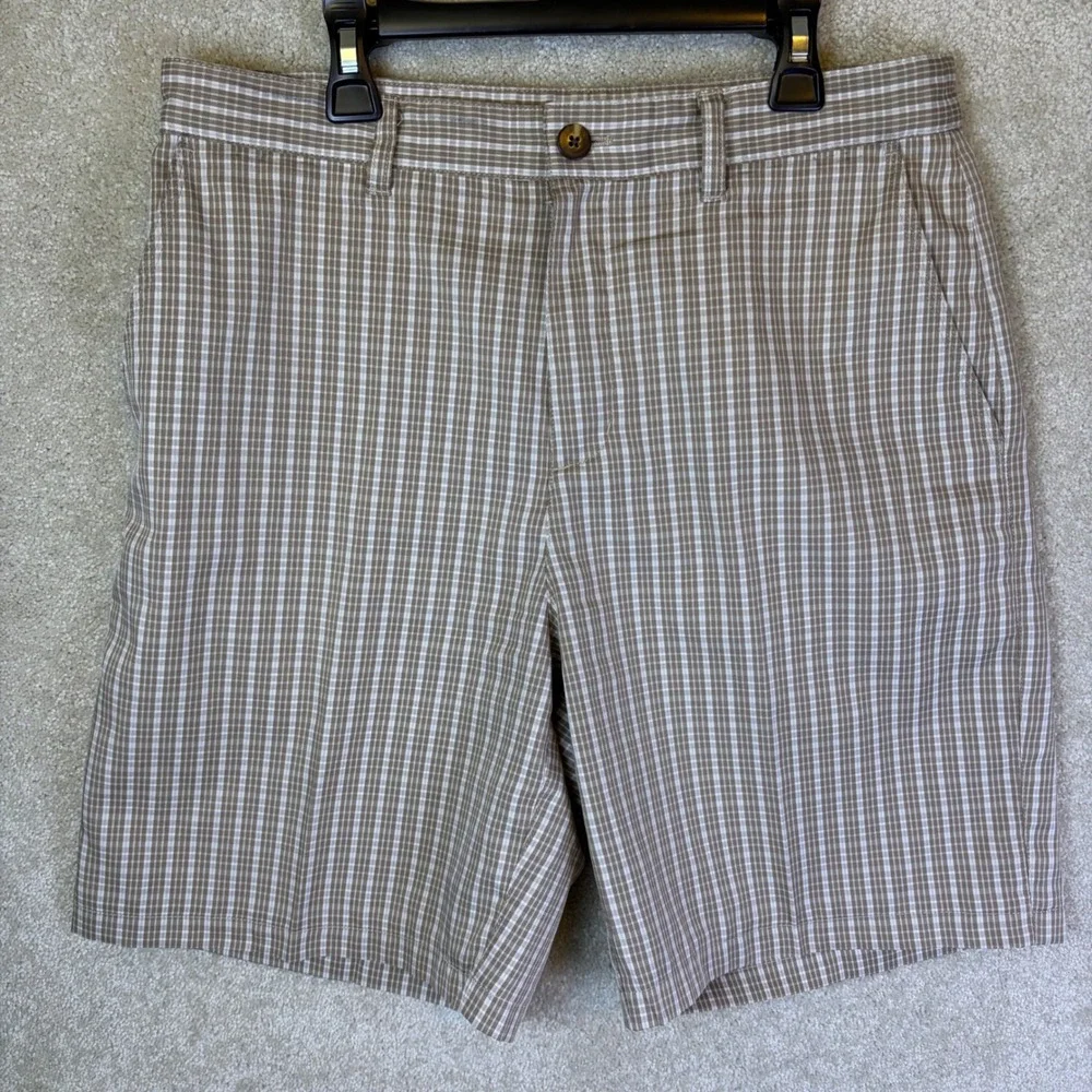 Adidas Golf Shorts Mens 30x8 Tan Plaid Performance Flat Front P16901